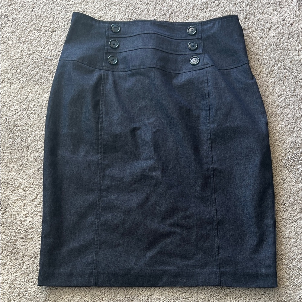 Worthington Denim Pencil Skirt with Button Accents